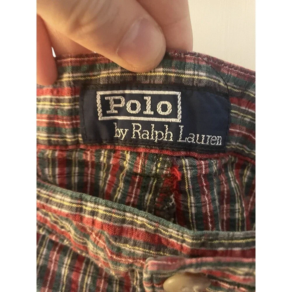 Vintage Polo Ralph Lauren Plaid Shorts Mens 42 Pleated 90s Cotton Macau